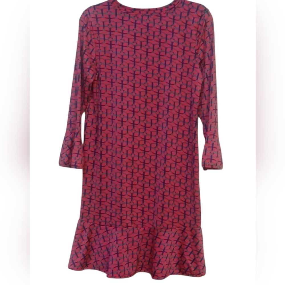 Buckhead Betties - NWT, Maze Runner Mandy Poly-Knit Shift Dress, Ruffled Bottom - Picture 4 of 11